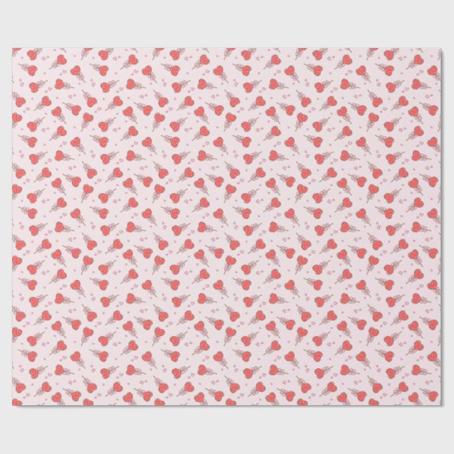 Kawaii Heart Lollipop Wrapping Paper  (Flat)