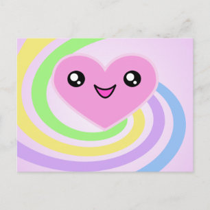 Kawaii Heart Rainbow Postcard