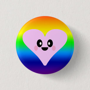 KAWAII HEART RAINBOW VALENTINE'S PIN BUTTON