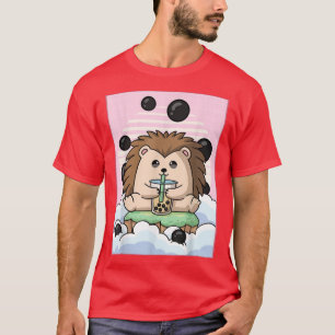 Kawaii Hedgehog Bubble Boba Milk Tea Japanese Aest T-Shirt