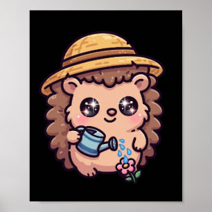 Kawaii Hedgehog Gardener Poster