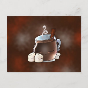 Kawaii Hot Chocolate and Marshmallows Postcard