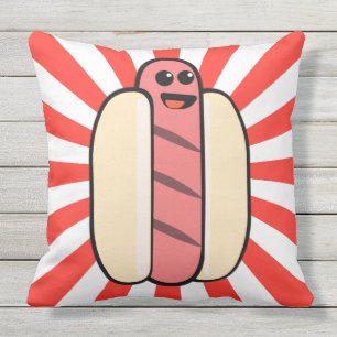 Kawaii Hot Dog Throw Pillow