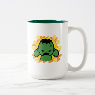 Kawaii Hulk With Marvel Hero Icons Two-Tone Coffee Mug