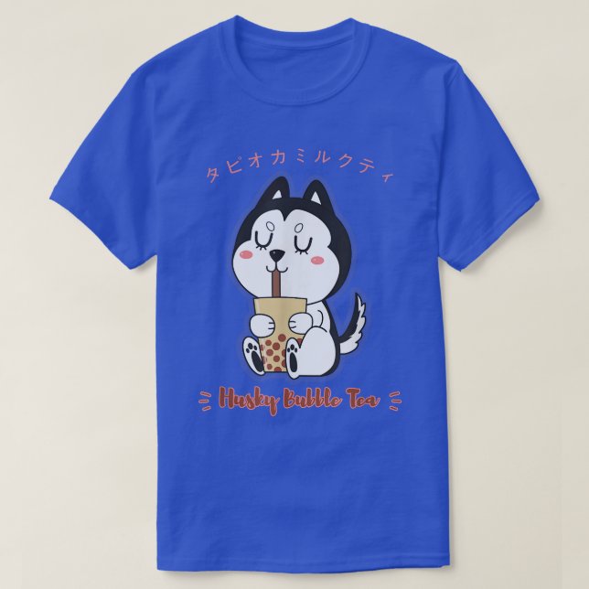 Kawaii Husky boba  T-Shirt (Design Front)