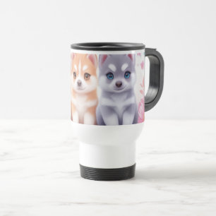 Kawaii Husky Puppies: Pastel Pals Coffee  Travel Mug