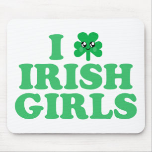 KAWAII I LOVE IRISH GIRLS SHAMROCK LUCK MOUSE PAD
