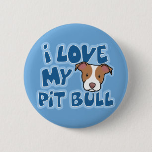 Kawaii I Love My Pit Bull 2 Inch Round Button
