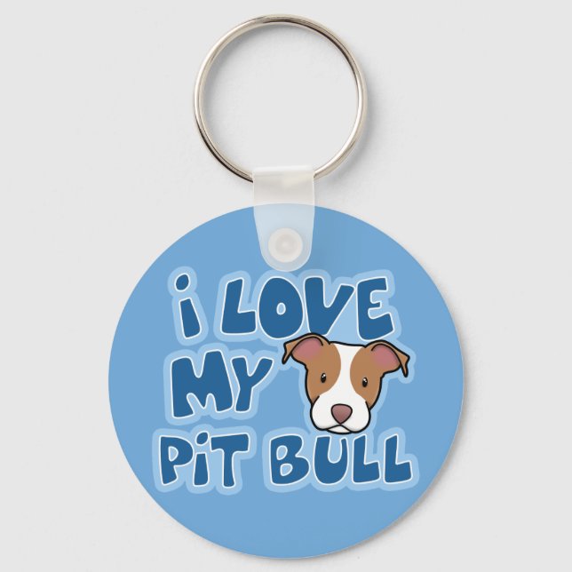 Kawaii I Love My Pit Bull Keychain (Front)