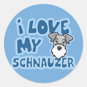 Kawaii I Love My Schnauzer Classic Round Sticker
