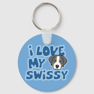 Kawaii I Love My Swissy Keychain
