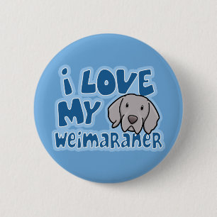 Kawaii I Love My Weimaraner 2 Inch Round Button