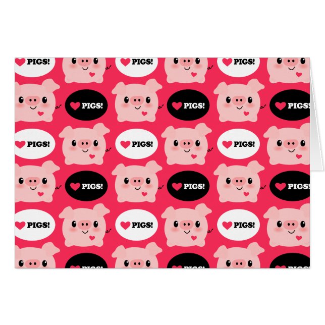 Kawaii I Love Pigs (Front Horizontal)