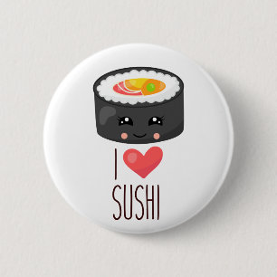 Kawaii I Love Sushi 2 Inch Round Button