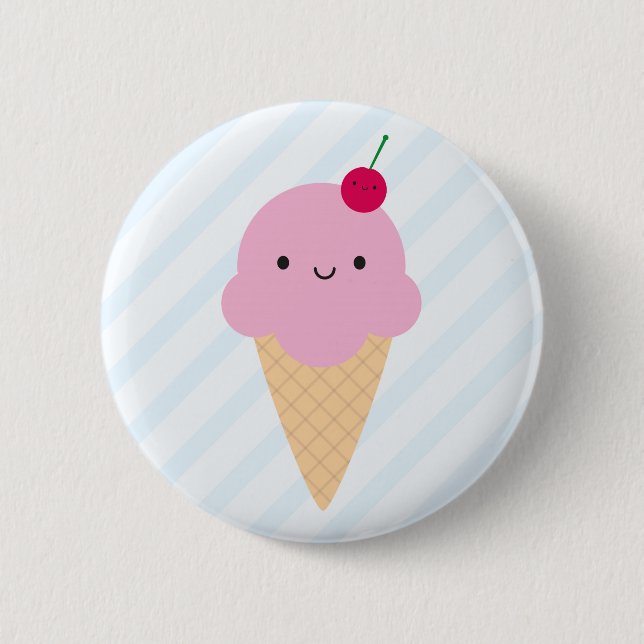 Kawaii Ice Cream Cone 2 Inch Round Button (Front)