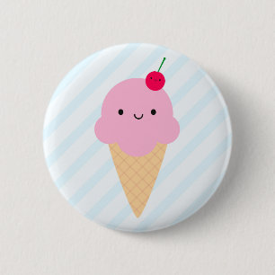 Kawaii Ice Cream Cone 2 Inch Round Button