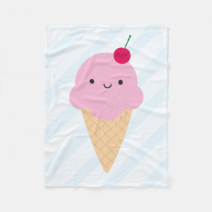 Kawaii Ice Cream Cone Fleece Blanket