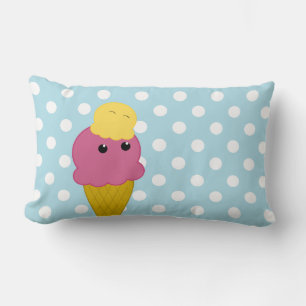 Kawaii Ice Cream Cone Lumbar Pillow