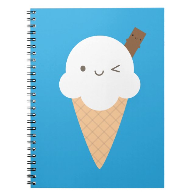Kawaii Ice Cream Cone Notebook (Front)