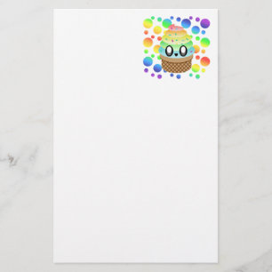 Kawaii Ice Cream Cone Rainbow Dots Stationery