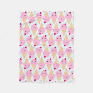 Kawaii Ice Cream Cones Fleece Blanket