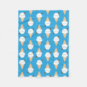 Kawaii Ice Cream Cones Fleece Blanket