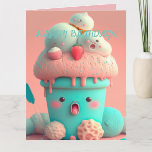 Kawaii ice cream cup card