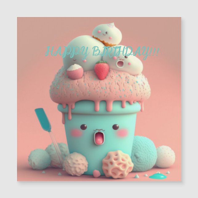 Kawaii  ice cream cup     card (Front)