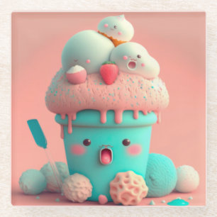 Kawaii  ice cream               glass coaster