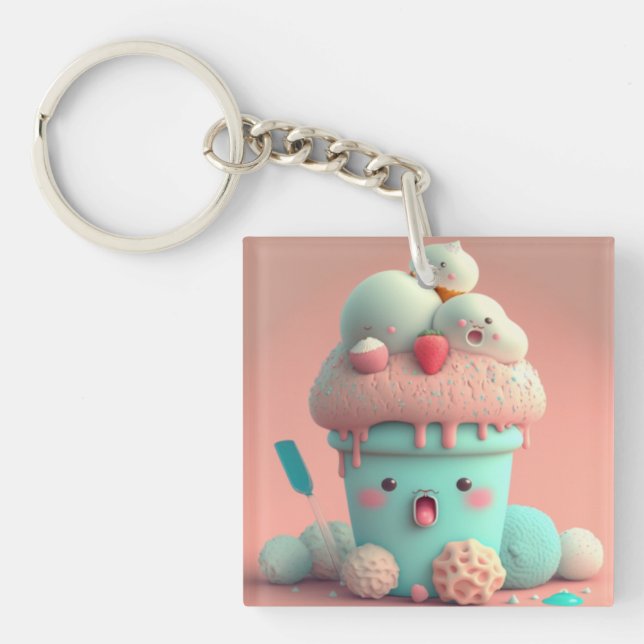 Kawaii  ice cream            keychain (Front)