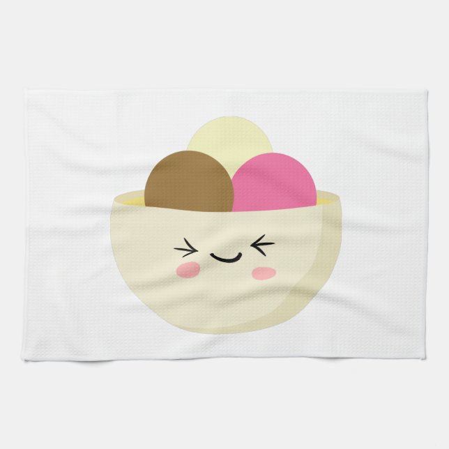 Kawaii Ice Cream Kitchen Towel (Horizontal)