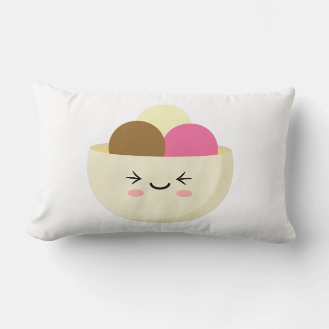 Kawaii Ice Cream Lumbar Pillow (Front)