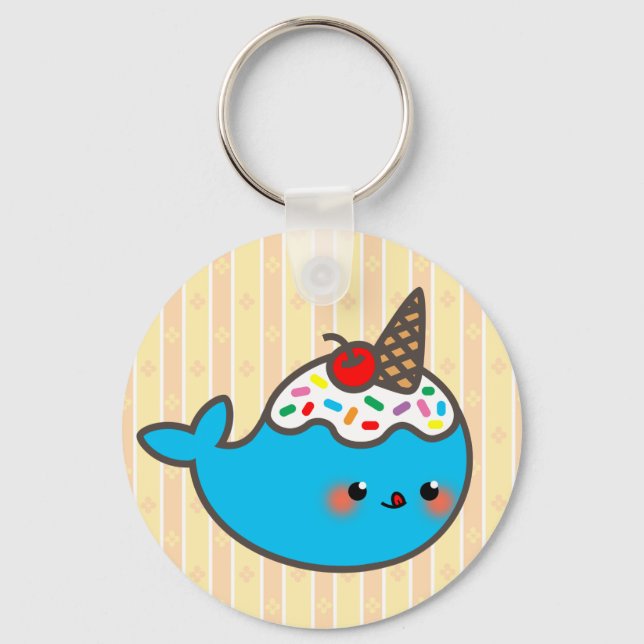 Kawaii Ice Cream Narwhal Keychain (Front)