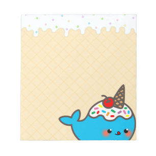 Kawaii Ice Cream Narwhal Notepad