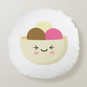 Kawaii Ice Cream Round Pillow