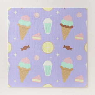 Kawaii Ice Cream Sweets Pattern Jigsaw Puzzle