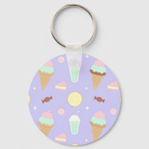 Kawaii Ice Cream Sweets Pattern Keychain