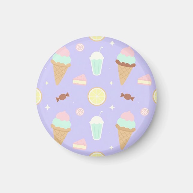 Kawaii Ice Cream Sweets Pattern Magnet (Front)