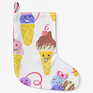 Kawaii ice creams, cute, seamless pattern. small christmas stocking