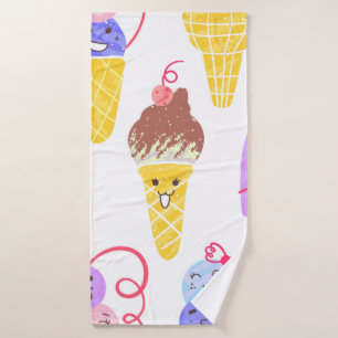 Kawaii Ice Creams Motif, Kawaii Caractère Ice Cr