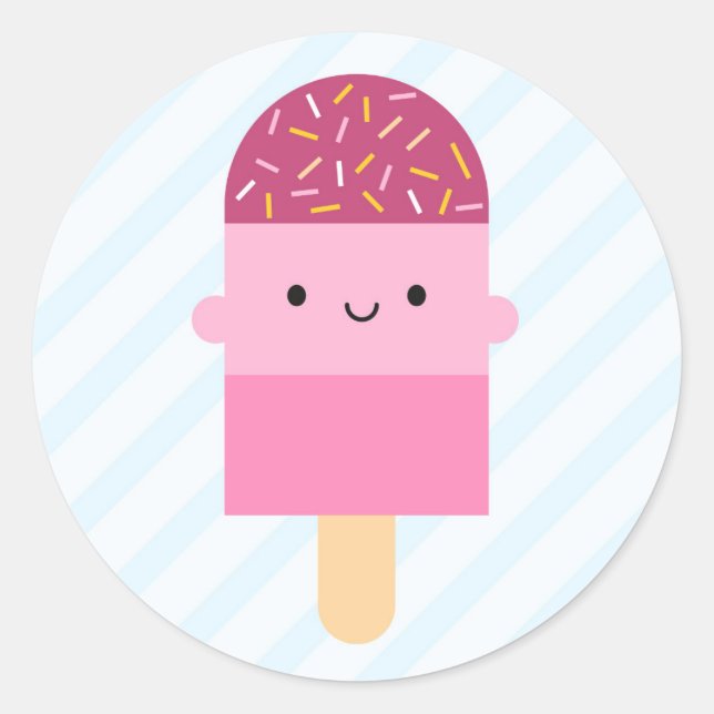 Kawaii Ice Lolly / Popsicle Classic Round Sticker (Front)