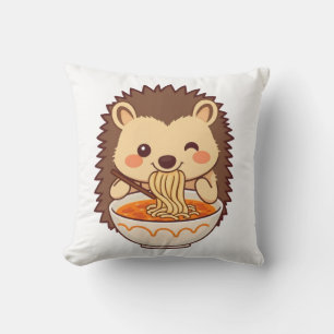 Kawaii-Igel mit Ramen – Niedliches Foodie Throw Pillow