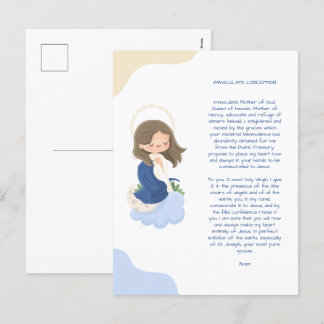 Kawaii Immaculate Conception Prayer Holiday Postcard