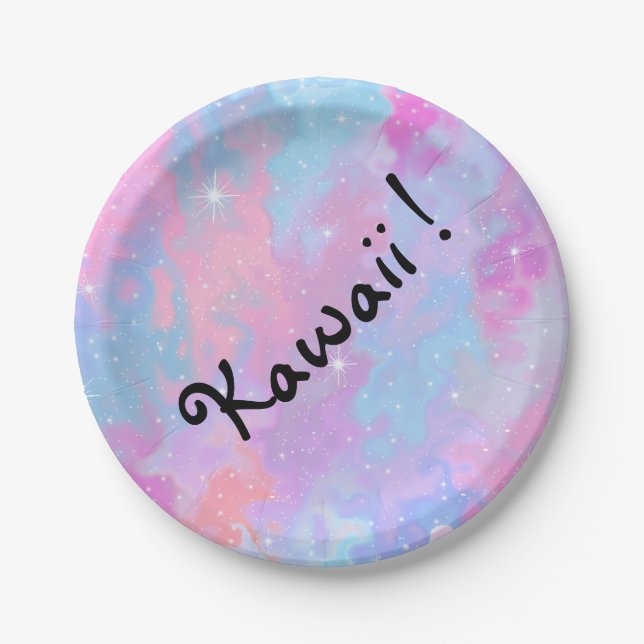 Kawaii Inscription Pastel Magical Sparkles Cute Paper Plate (Front)