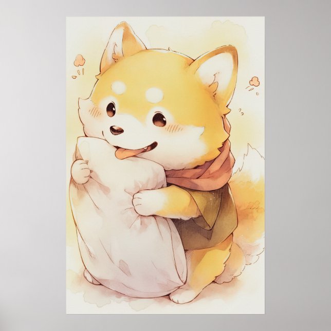 Kawaii Inu Hold Pillow Poster (Front)