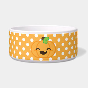 Kawaii Jack O Lanern Pumpkin Dog Bowl