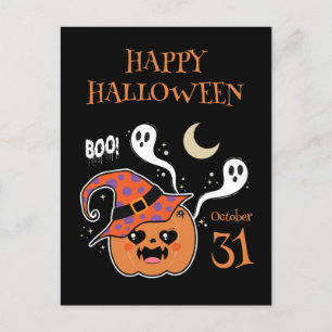 Kawaii Jack O' Lantern Creepy Cute Postcard