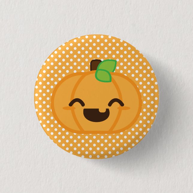 Kawaii Jack O Lantern Pumpkin Button (Front)