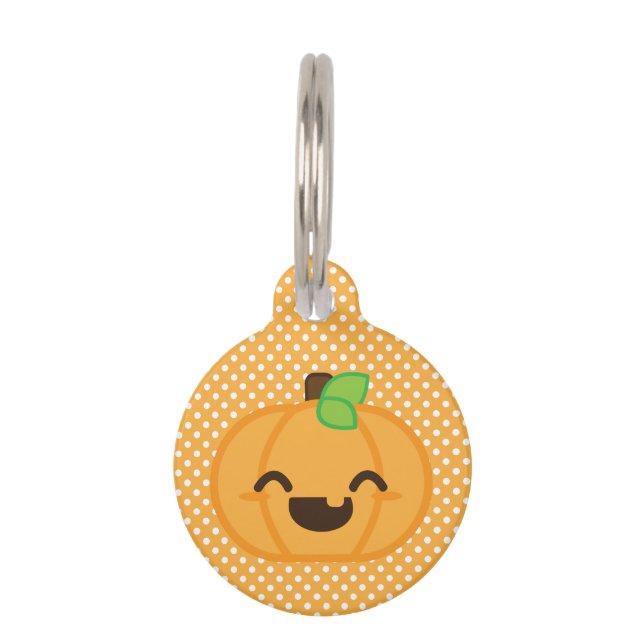 Kawaii Jack O Lantern Pumpkin Dog Tag (Front)