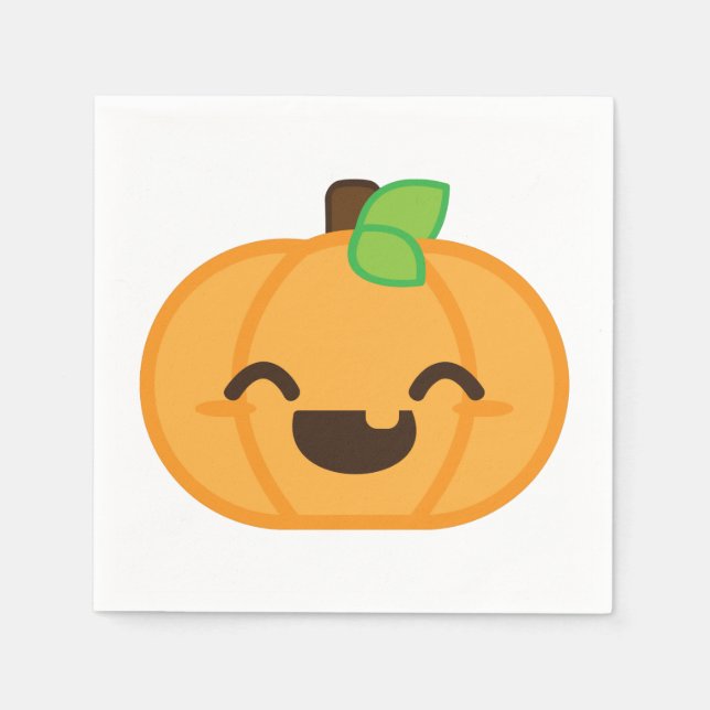 Kawaii Jack O Lantern Pumpkin Napkins (Front)